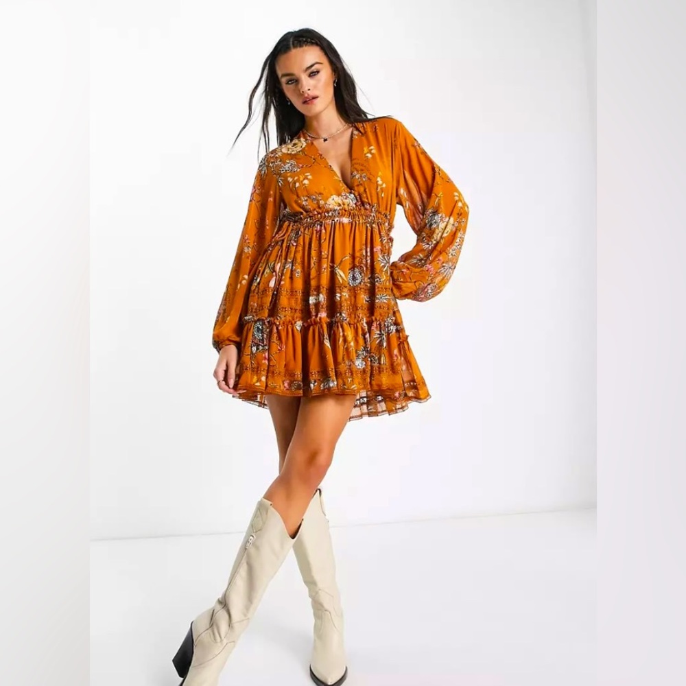 Free People Cherry Blossom embroidered mini dress